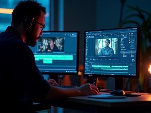 Editing and postproduction team working on video content